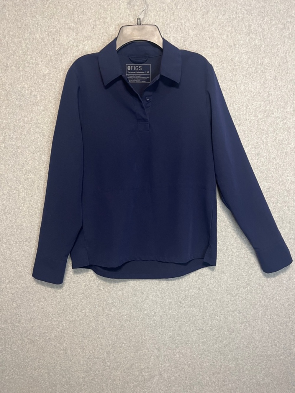 Figs Women's Watamu Long Sleeve Polo Scrub Top Navy Blue XS
